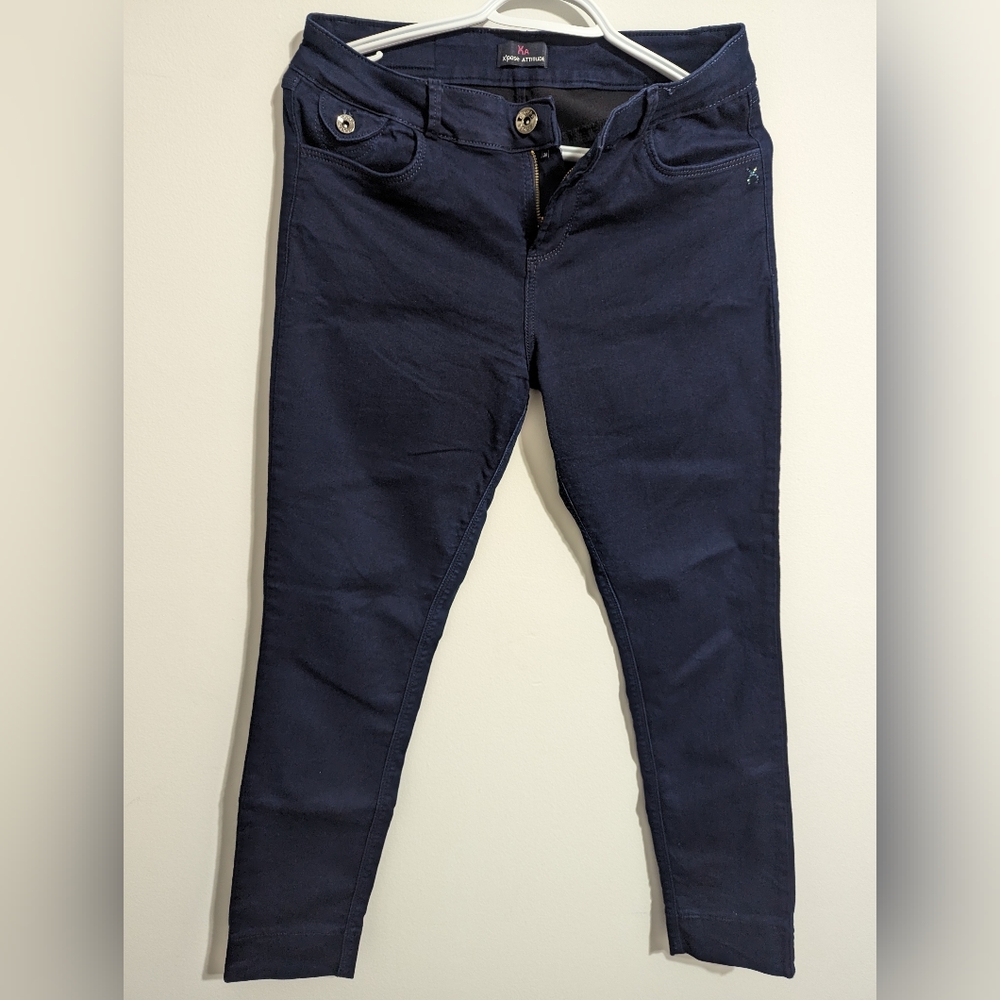 Blue cotton pants, can be dressed up or down